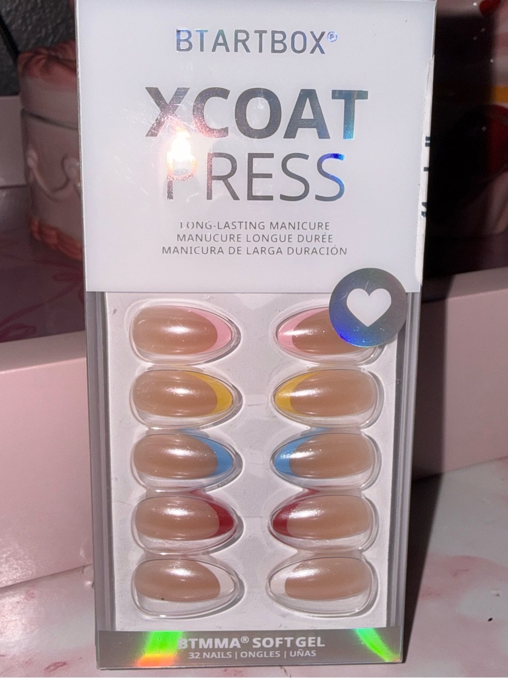 XCOAT PRESS Nude Softgel Press-On Nails with Multicolor Tips